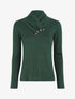 Pull fin à col montant et boutons décoratifs - Vert sapin - 1