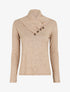 Pull fin à col montant et boutons décoratifs - Beige - 5