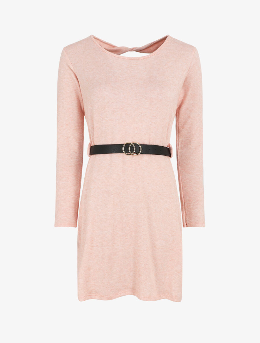 Robe pull courte à dos ajouré - Rose - 4