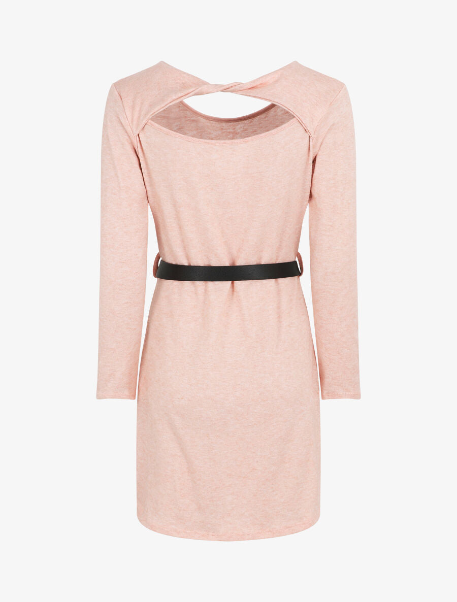 Robe pull courte à dos ajouré - Rose - 2