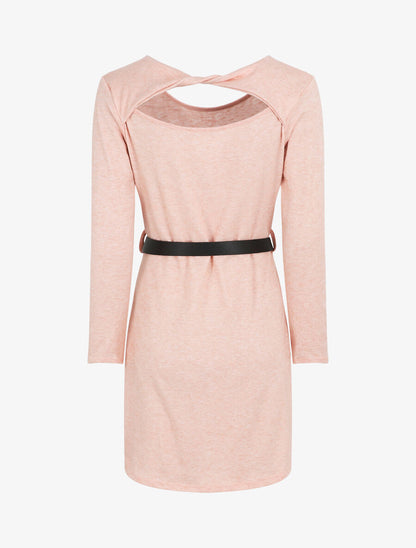 Robe pull courte à dos ajouré - Rose - 2