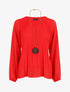 Blouse plissée à manches longues - Rouge - 5