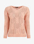 Pull uni à col V ajouré - Rose - 1