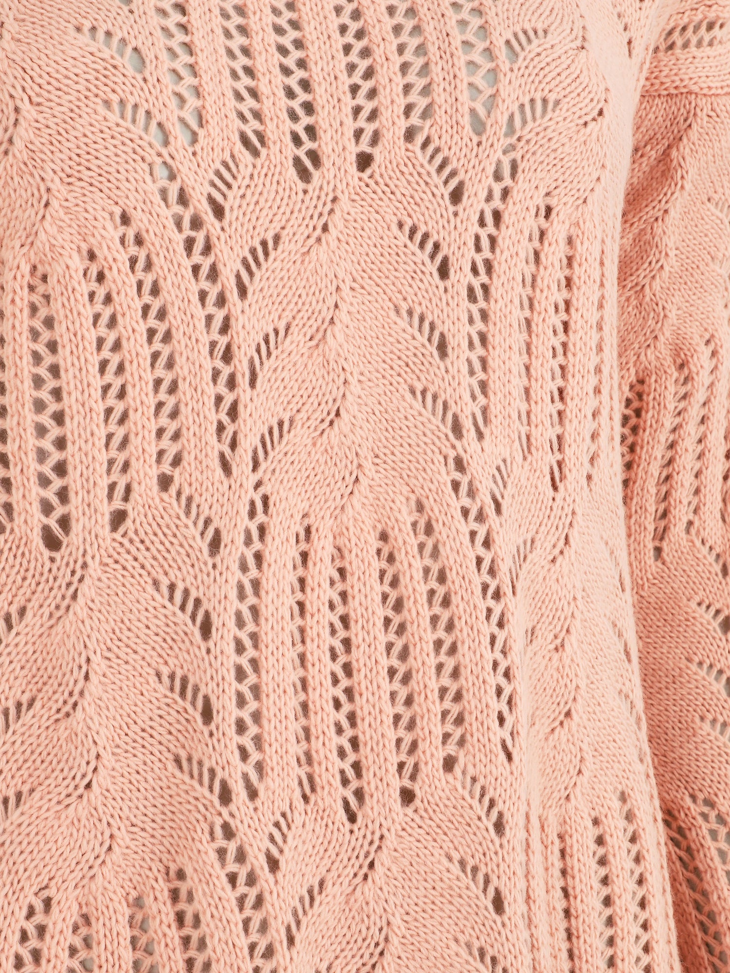 Pull uni à col V ajouré - Rose - 3