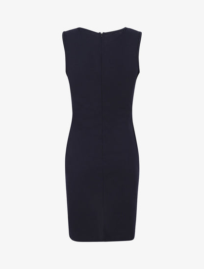 Robe coupe droite effet drapé - Marine - 2