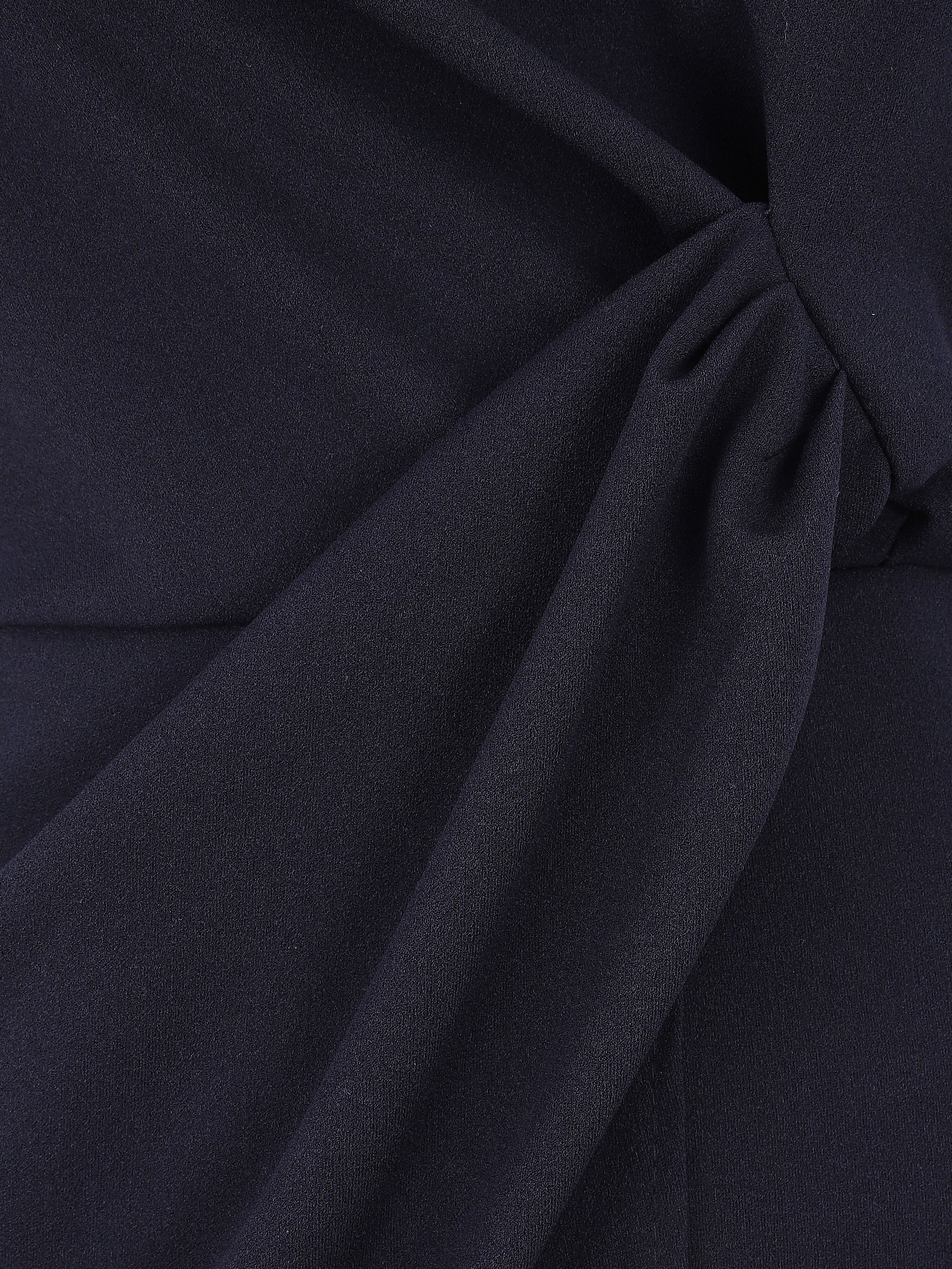 Robe coupe droite effet drapé - Marine - 3