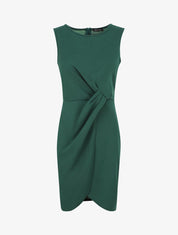 Robe coupe droite effet drapé - Vert sapin - 1