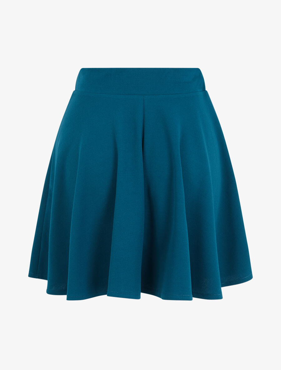 Jupe patineuse à taille haute - Bleu canard - 2