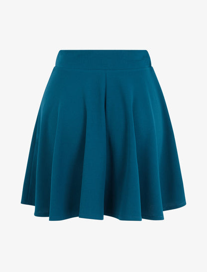 Jupe patineuse à taille haute - Bleu canard - 2