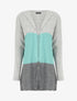 Gilet mi-long rayé à capuche - Bleu clair/gris - 1