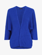Gilet mi-long ouvert uni - Bleu roi - 5
