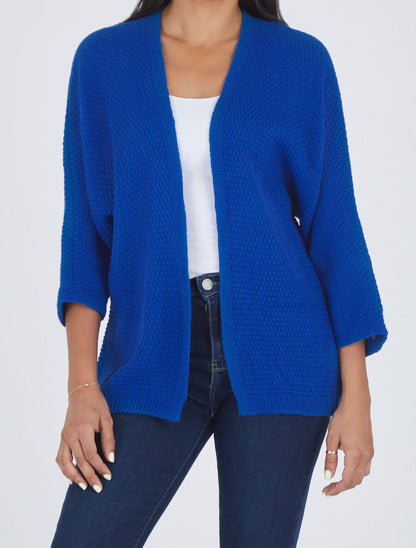 Gilet mi-long ouvert uni - Bleu roi - 4