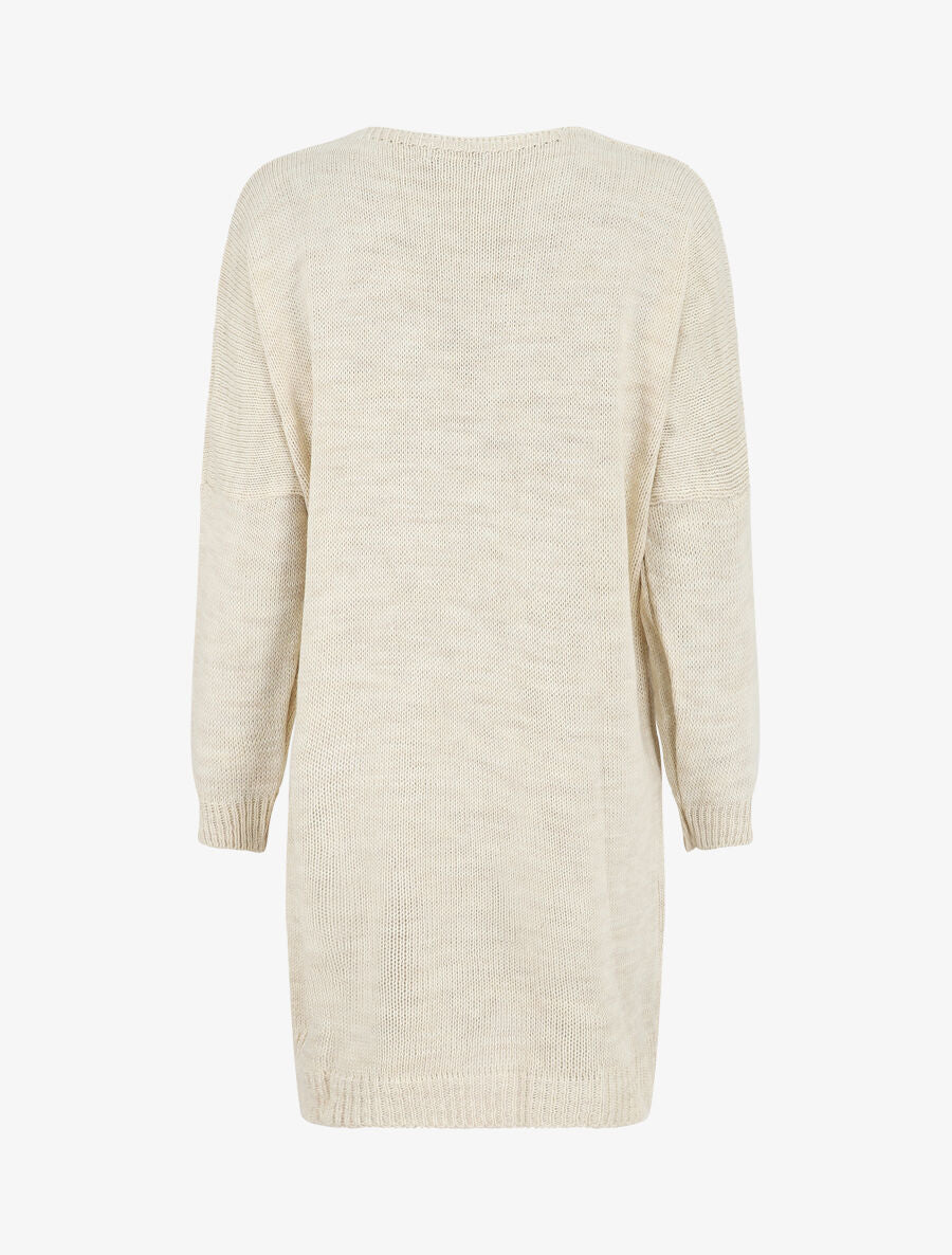 Gilet long ouvert à manches chauve-souris - Beige - 2