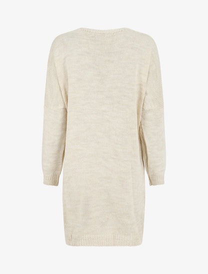 Gilet long ouvert à manches chauve-souris - Beige - 2