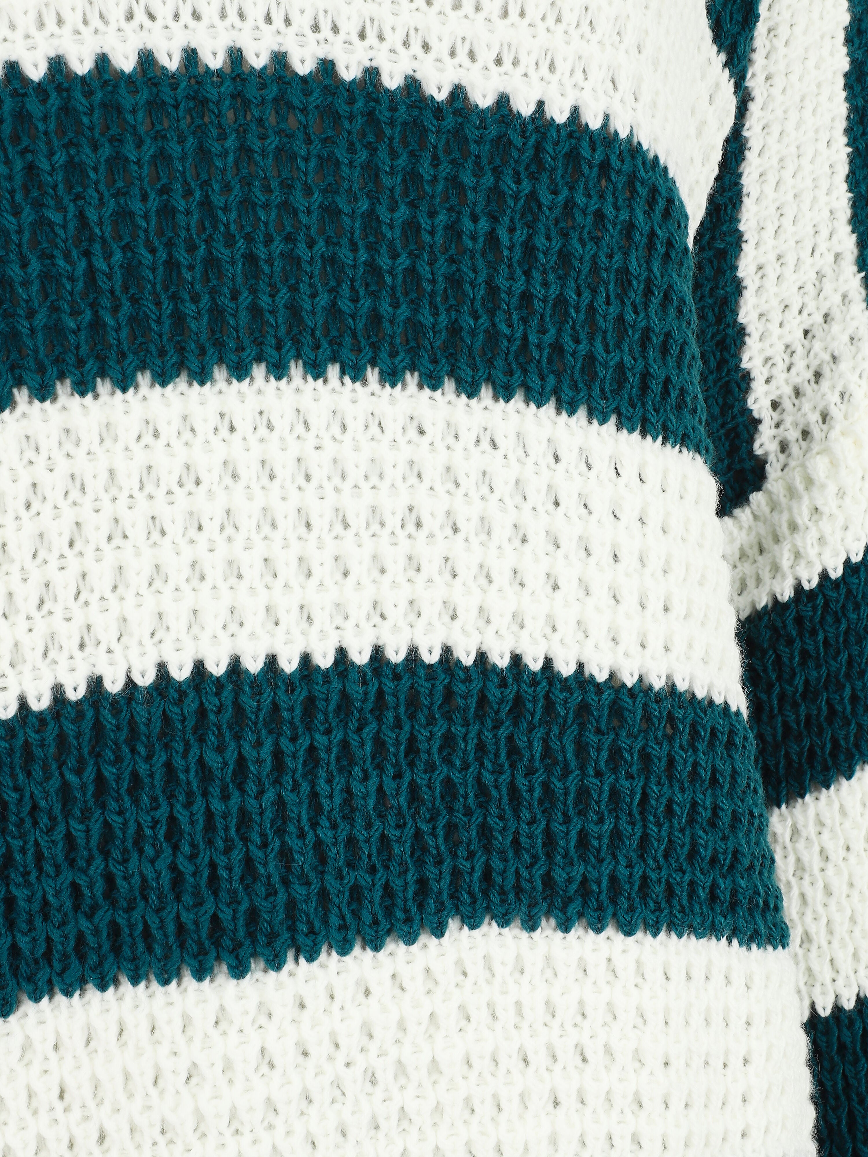 Pull rayé ample - Bleu canard - 3