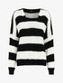 Pull rayé ample - Noir - 1