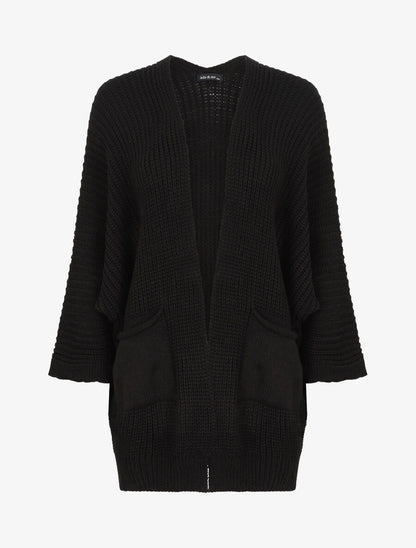 Gilet mi-long ample - Noir - 4
