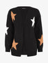 Gilet mi-long ouvert à imprimé étoiles - Noir - 5
