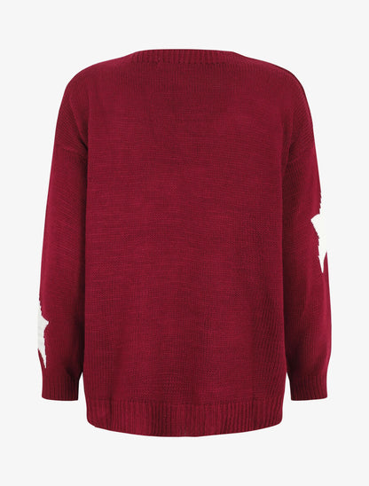 Gilet mi-long ouvert à imprimé étoiles - Bordeaux - 2