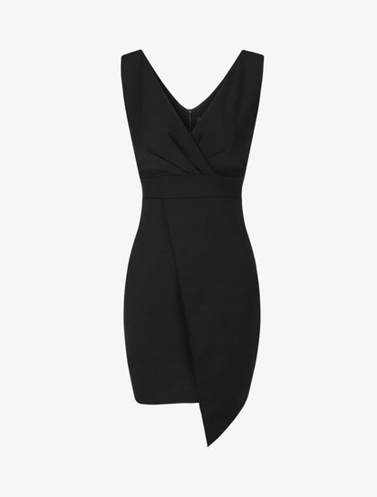 Robe fourreau cache-coeur - Noir - 1