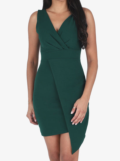 Robe fourreau cache-coeur - Vert sapin - 1