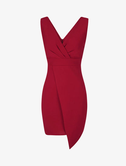 Robe fourreau cache-coeur - Rouge - 5
