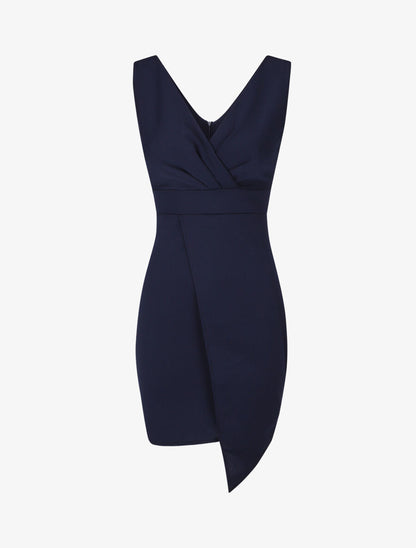 Robe fourreau cache-coeur - Marine - 5