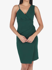 Robe ajustée portefeuille à bretelles asymétriques - Vert sapin - 1