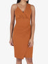 Robe ajustée portefeuille à bretelles asymétriques - Camel - 1