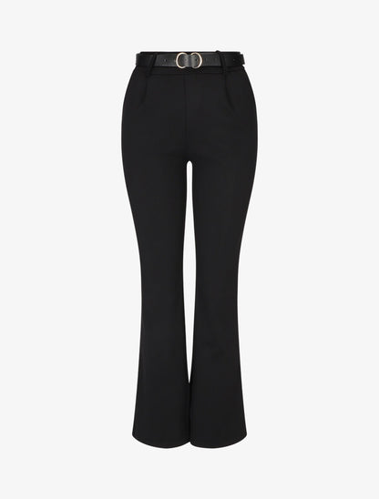 Pantalon à pince droit uni - Noir - 4