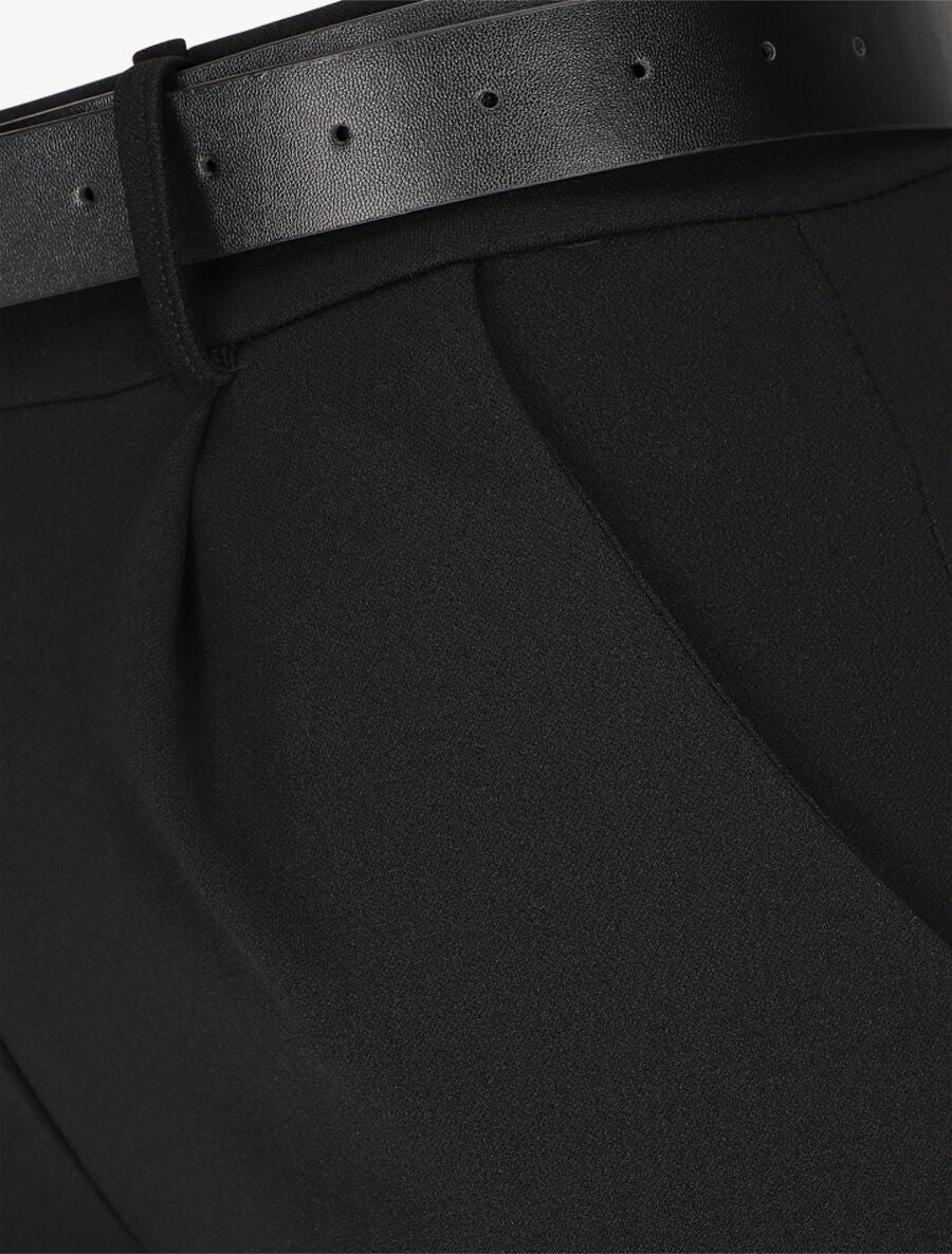 Pantalon à pince droit uni - Noir - 3