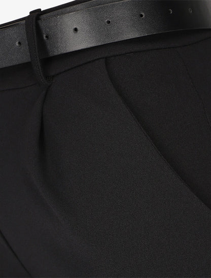 Pantalon à pince droit uni - Noir - 3