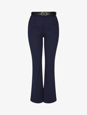 Pantalon à pince droit uni - Marine - 4