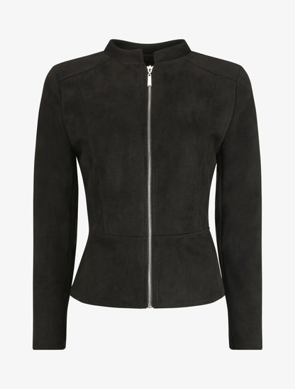 Veste zippée en suédine - Noir - 1