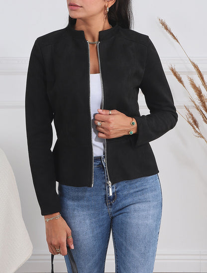 Veste zippée en suédine - Noir - 4