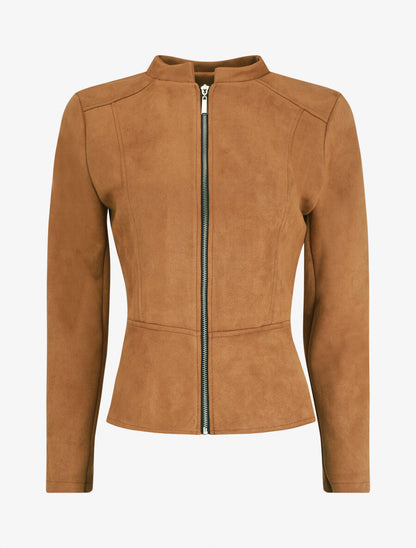 Veste zippée en suédine - Camel - 2