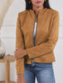Veste zippée en suédine - Camel - 1