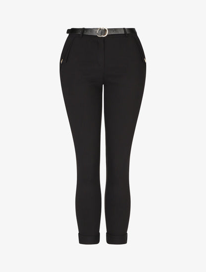 Pantalon droit à poches fantaisies - Noir - 4
