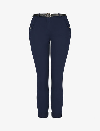Pantalon droit à poches fantaisies - Marine - 4