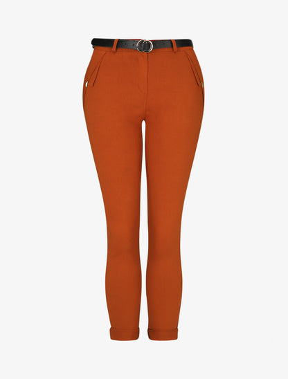 Pantalon droit à poches fantaisies - Orange - 4
