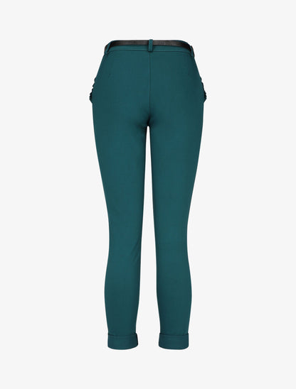 Pantalon 7/8 à revers et poches volantées - Vert sapin - 2