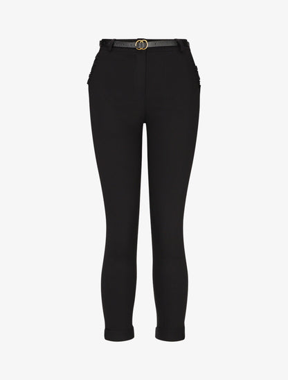Pantalon 7/8 à revers et poches volantées - Noir - 4