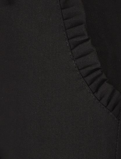 Pantalon 7/8 à revers et poches volantées - Noir - 3