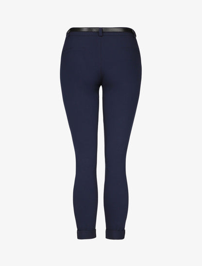 Pantalon 7/8 uni à revers - Marine - 2