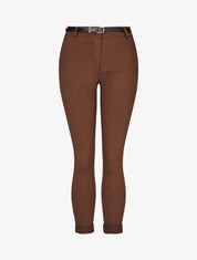 Pantalon 7/8 uni à revers - Marron - 1