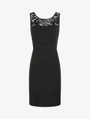 Robe fourreau et dentelle - Noir - 1