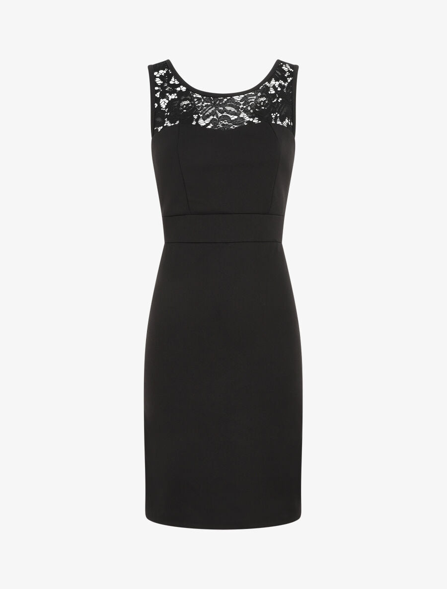Robe fourreau et dentelle - Noir - 1