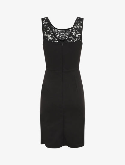 Robe fourreau et dentelle - Noir - 2