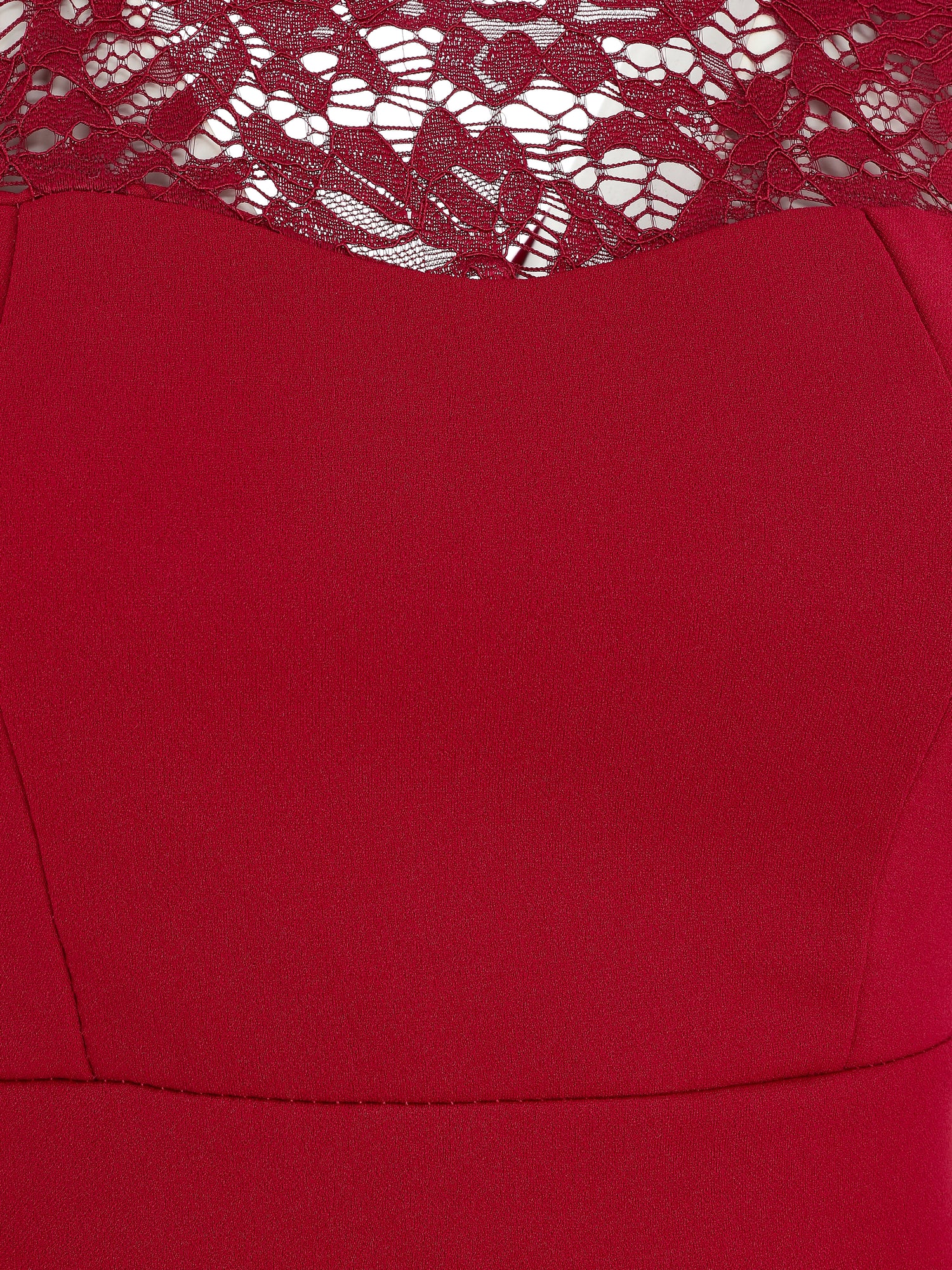 Robe fourreau et dentelle - Rouge - 4