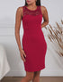 Robe fourreau et dentelle - Rouge - 1
